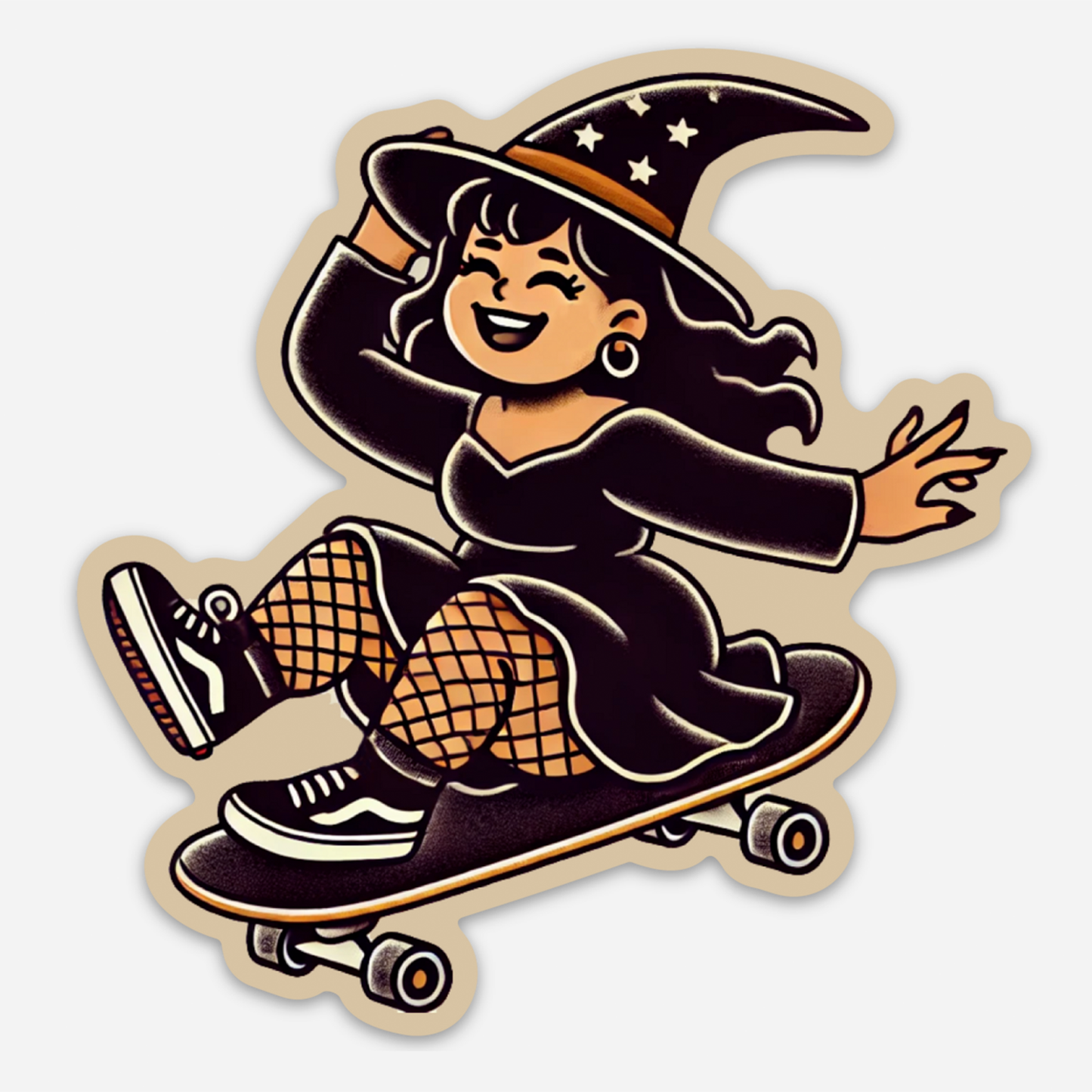 FULL MOON SKATE WITCH VINYL STICKER