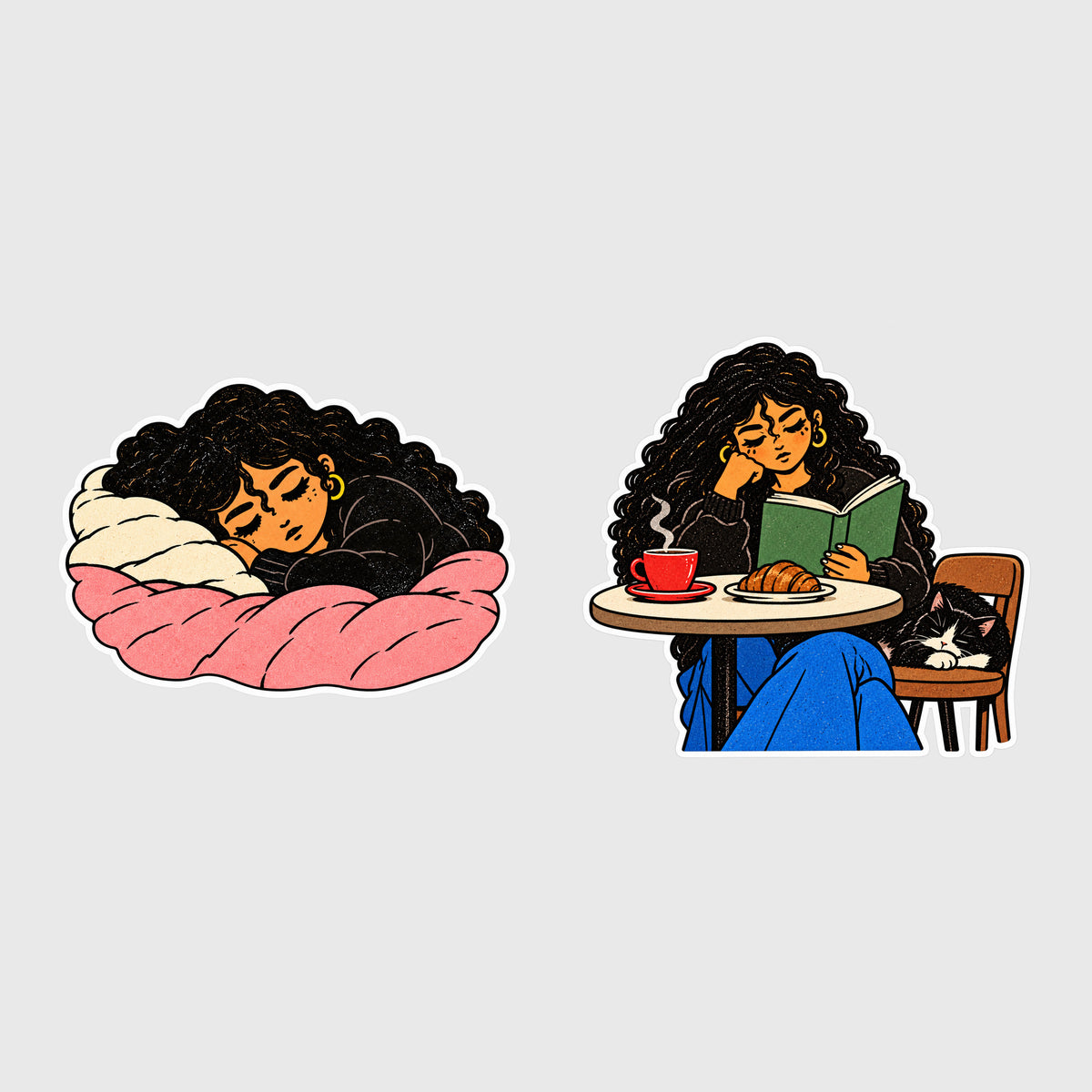 PONYTAIL Sticker Club design previews on light gray: A Love I Can Be Sure Of and I'll Keep Digging